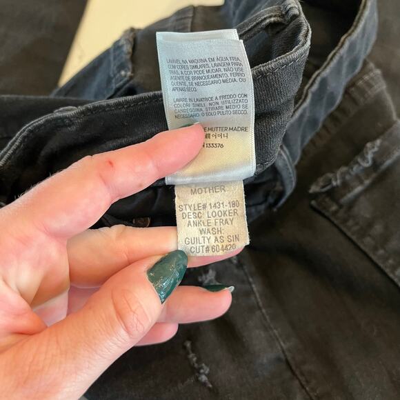 Mother Looker Ankle Fray Black Jeans in‎ Guilty As Sin Size 26 - Picture 9 of 13